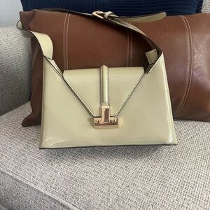 Melie Bianco Cream Shoulder Bag with Gold Clasp